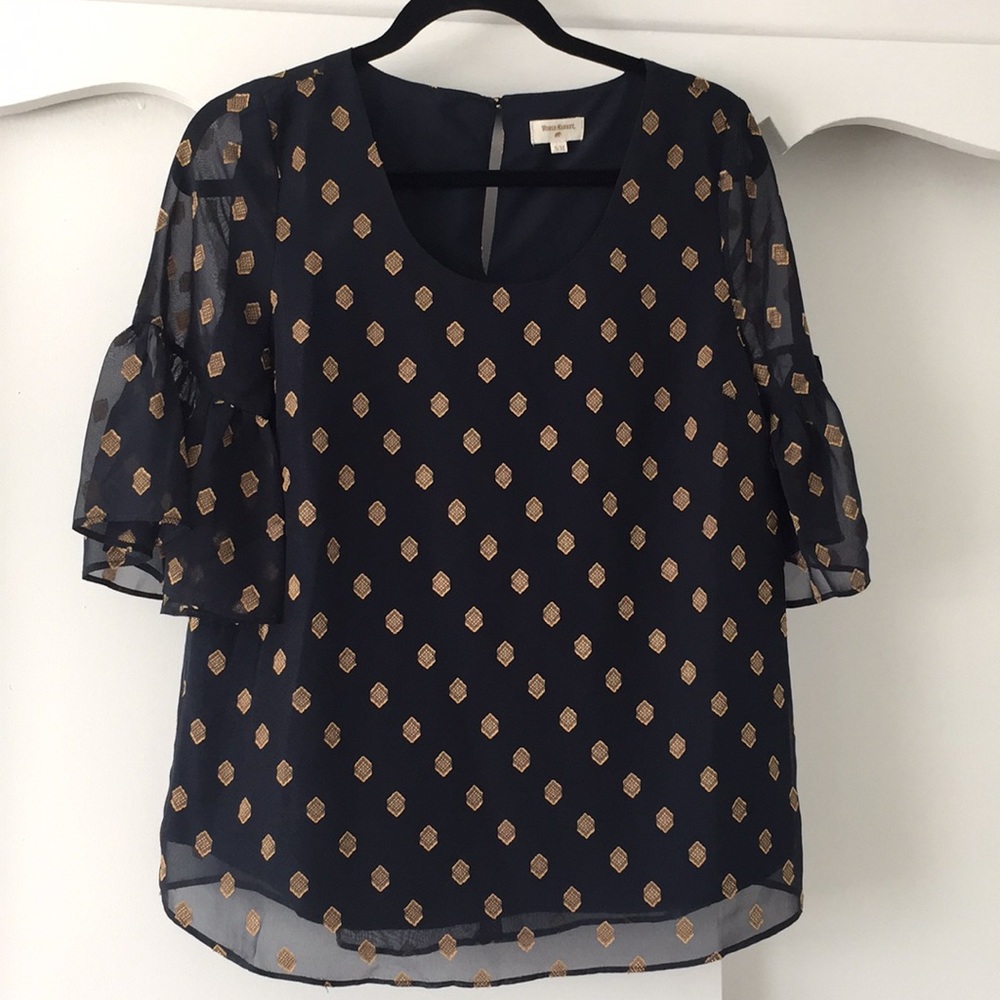 Navy blouse with gold pattern from World Market